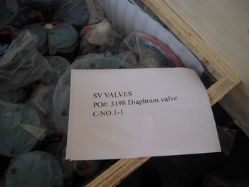 Diaphragm valves shipping mark