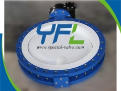 U type flange PTFE Lined butterfly valve