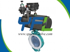 Pneumatic actuated PFA Lined butterfly valve