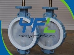 PN16 DN300 Wafer PFA Lined butterfly valve